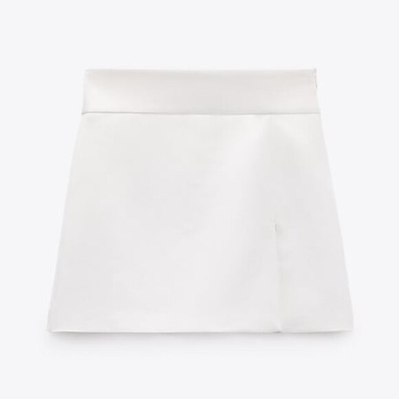 Zara High-waisted Slit Skort Wrap Shorts Oyster White NWT - Picture 10 of 10